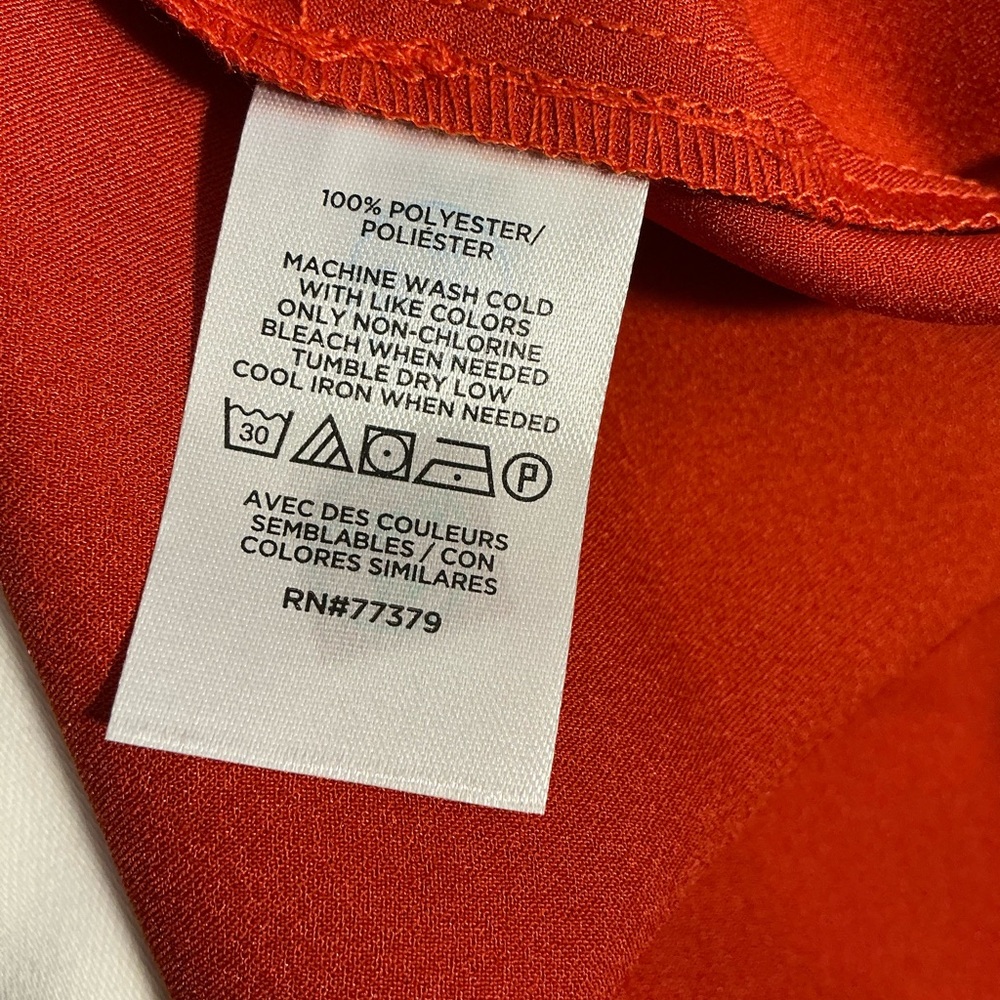 Ann Taylor Vibrant Orange Satin Blouse with Neck Tie - Picture 13 of 15